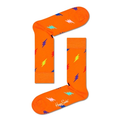 Happy Socks Skarpetki dzienne Crew Lightning pomarańczowe - 1 para